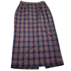 Vintage Robyn Meredith Skirt Women 12 Blue Purple Plaid Wool Lined USA Made